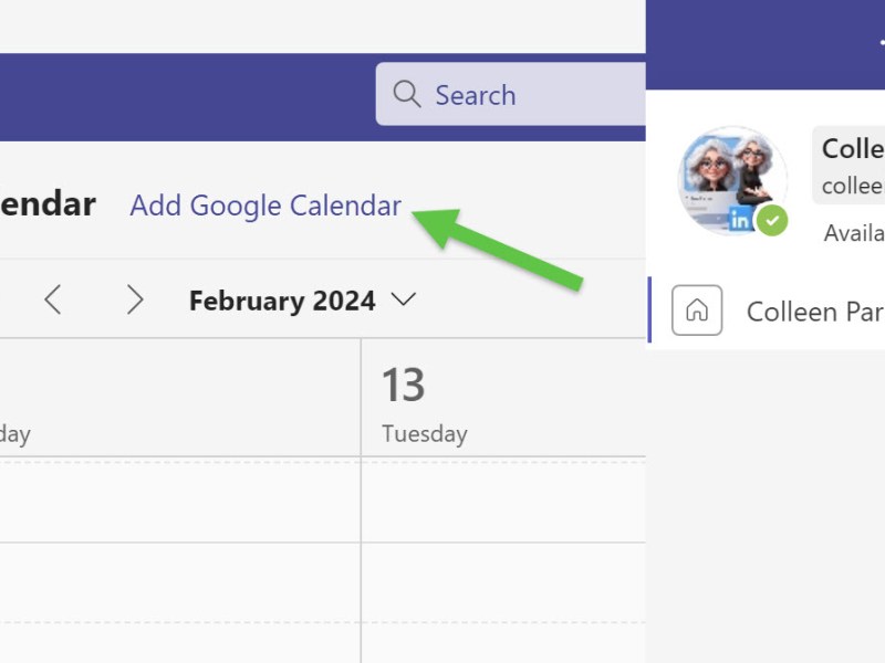 Adding Google Calendar to Personal&nbsp;Teams