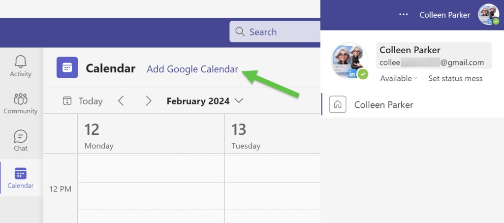 Adding Google Calendar to Personal Teams