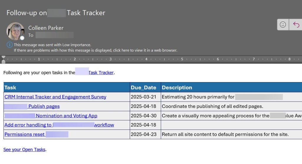 Individual Task Reminder&nbsp;Workflow