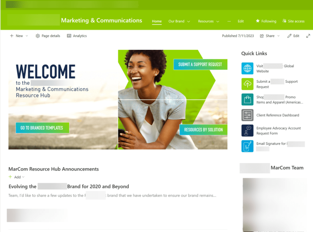 Bright Green brand intranet site